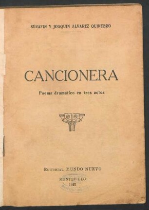1925000100: Cancionera : poema dramático en tres actos