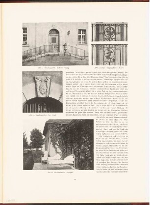 Rudolf Virchow-Krankenhaus, Berlin: Ansicht Seiteneingang, Liegeplatz, Details Krankenpavillon (aus: Neubauten der Stadt Berlin, Bd. VI, 1907)