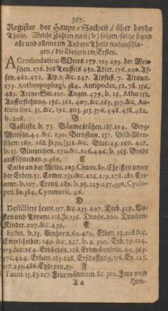 Register der Haupt-Sachen/ über beyde Theile ...