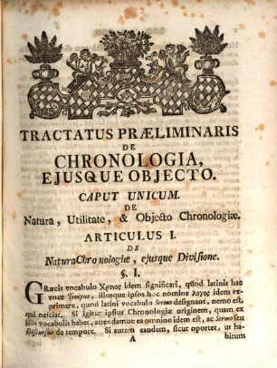 Introductio Historico-Chronologica In Vetus Testamentum : Continuo Solidis, Quantum Fieri Potest, Rationibus Firmata, Pars 1. De Annis, Aliisque Temporis Partibus