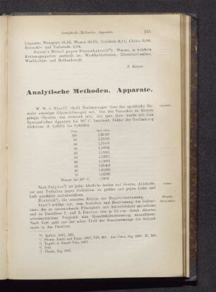 Analytische Methoden. Apparate