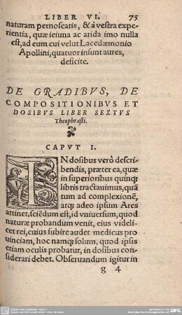 De Gradibus, de Compositionibus et Dosibus Liber Sextus Theophrasti.