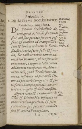 Articulus 15. De Ritibus Ecclesiasticis