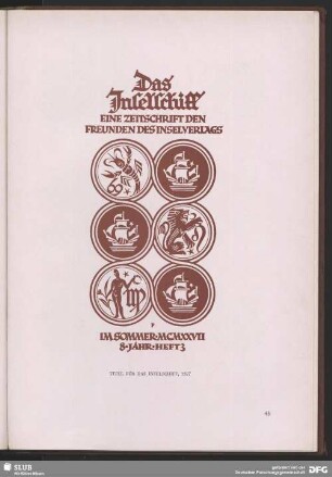 Gestaltung des Titels für die Zeitschrift „Das Inselschiff"