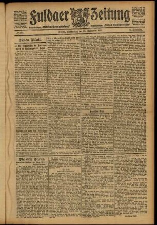 Erste Ausgabe vom Donnerstag, den 21. November 1907.