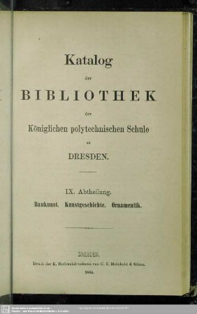 IX. Abtheilung. Baukunst. Kunstgeschichte. Ornamentik