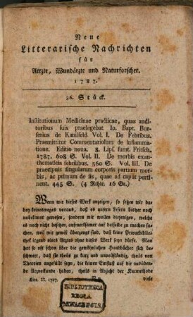 Neue litterarische Nachrichten für Ärzte, Wundärzte und Naturforscher. 1787, 36/60