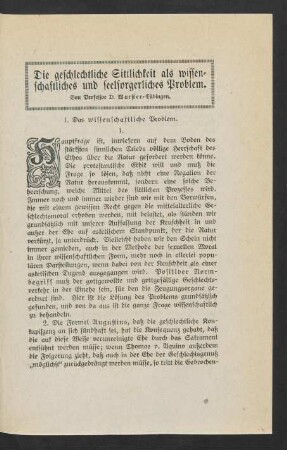 93, Die geschlechtliche Sittlichkeit als wissenschaftliches und seelsorgerisches Problem