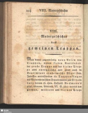 VIII. Naturgeschichte des gemeinen Trappen