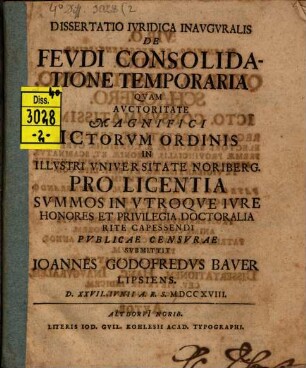 Diss. iur. inaug. de feudi consolidatione temporaria