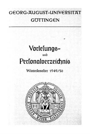 WS 1949/50: Vorlesungs- und Personalverzeichnis