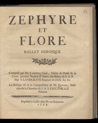 Zephyre et Flore : ballet heroi͏̈que