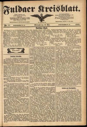 Erste Ausgabe vom Mittwoch, den 13. Mai 1903.
