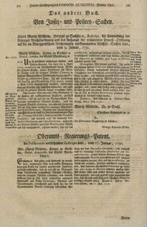 Das andere Buch. Von Justiz- und Policey-Sachen. Von Militair-Sachen. Von Lehns-Sachen