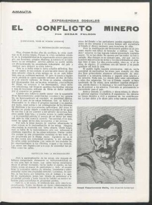 Experiencias sociales - El conflicto minero - (Conclusión)