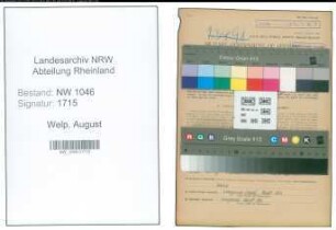 Entnazifizierung August Welp , geb. 03.06.1890 (Krankenpfleger)