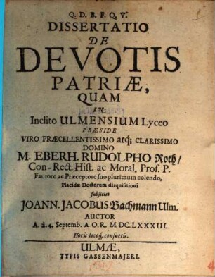 Dissertatio De Devotis Patriae