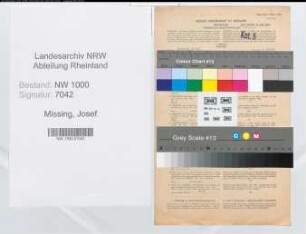 Entnazifizierung Josef Missing, geb. 23.04.1899 (Bankbeamter)