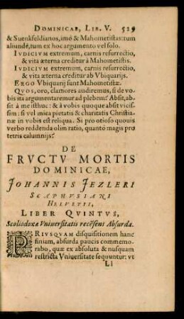 De Fructu Mortis Dominicae ... Liber Quintus, Scoliodoxae Universitatis recensens Absurda.