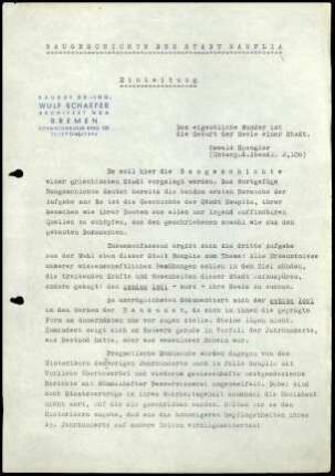 Einleitung "Baugeschichte der Stadt Nauplia"