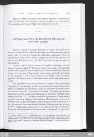 La Communaute Allemande Et Son Eglise À Aynalı Çeşme