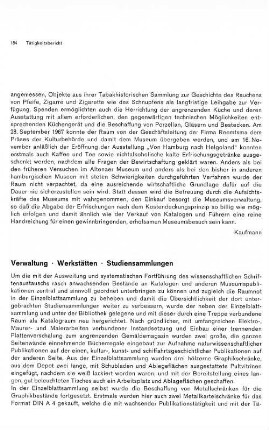 Verwaltung - Werkstätten - Studiensammlungen