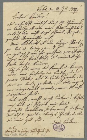 Gottlieb Wilhelm Becker (1753-1813) Autografen: Briefe von Gottlieb Wilhelm Becker an P. L. Kaiser - BSB Autogr. Becker, Gottlieb Wilhelm