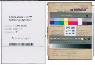 Entnazifizierung Hans Schroers , geb. 02.06.1900 (Gaertner)