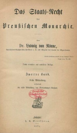 Bd. 2, Abth. 1: Erste Abtheilung, enthaltend die erste Abtheilung des Verwaltungsrechtes