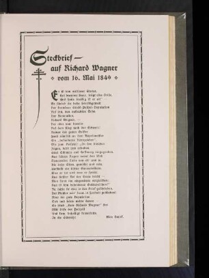 Steckbrief - auf Richard Wagner