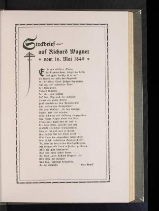 Steckbrief - auf Richard Wagner