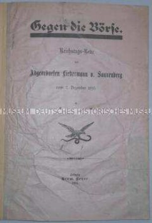 Reichstagsrede des Abgeordneten Liebermann von Sonnenberg vom 7. Dezember 1893