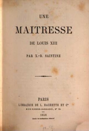 Une maitresse de Louis XIII