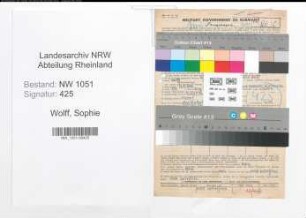Entnazifizierung Sophie Wolff , geb. 13.05.1894 (Geschaeftsfrau)
