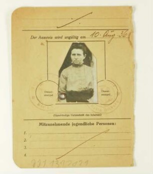 Grenzausweis der Anna Weis für deutsch-luxemburgischen Grenzverkehr (1936)