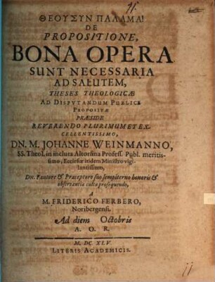 De propositione bona opera sunt necessaria ad salutem