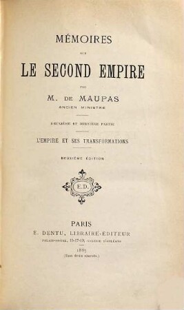 Mémoires sur le second empire, 2