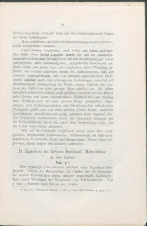 B. Embolien im kleinen Kreislauf. Mutterblase in der Leber.