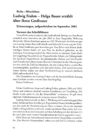 Ludwig Frahm - Helga Bauer erzählt über ihren Großvater