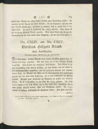 No. CXLIV. und No. CXLV. Christian Hilfgott Brand. Zwo Landschaften
