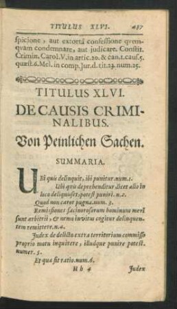 Titulus XLVI. De Causis Criminalibus.