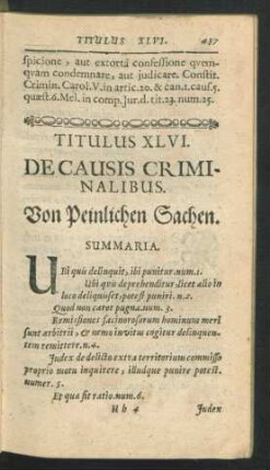 Titulus XLVI. De Causis Criminalibus.