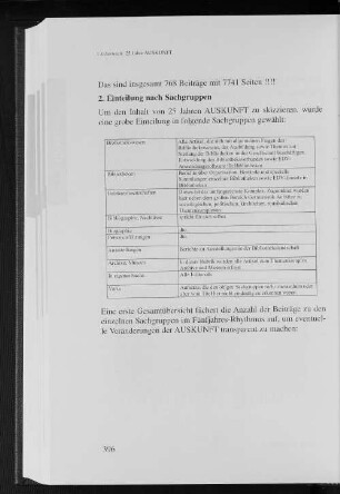 2. Einteilung nach Sachgruppen