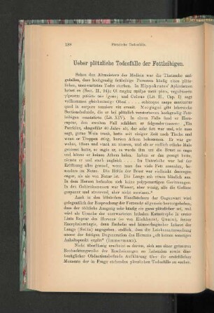 Ueber plötzliche Todesfälle der Fettleibigen.
