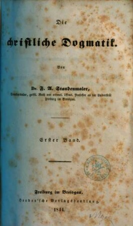 Die christliche Dogmatik, 1