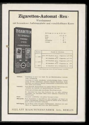 Zigaretten-Automat "Rex"