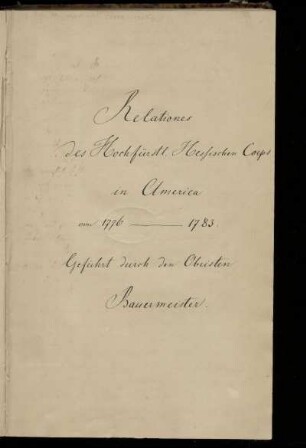 Das hessische Korps in Amerika 1776 - 1783 (Abschrift)