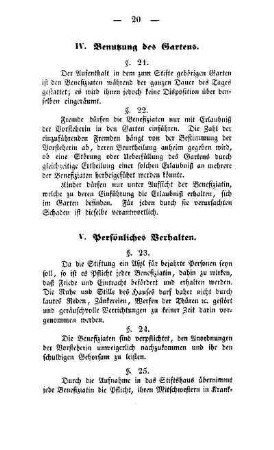 IV. Benutzung des Gartens