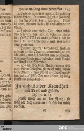 In anhaltender Kranckheit.