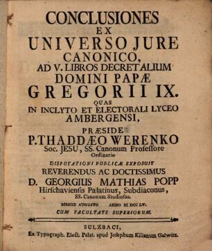 Conclusiones ex universo iure canonico